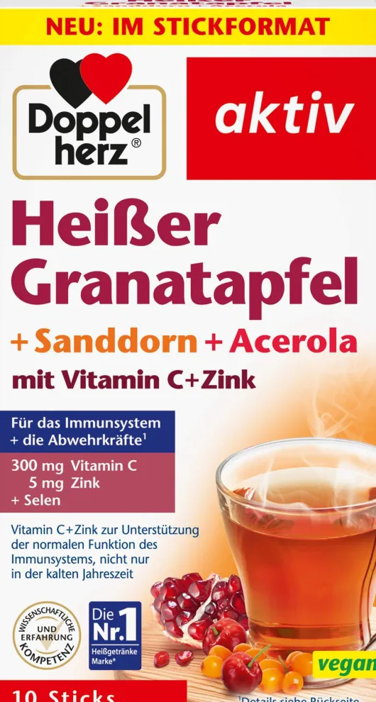 Doppelherz Aktiv Heißer Granatapfel+sanddorn+acerola 10 Beutel