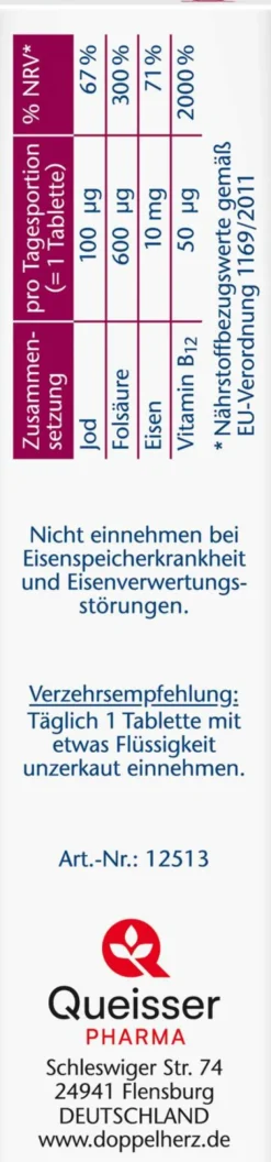 Doppelherz Aktiv Jod + Folsäure + Eisen + B12 45 Mini-Tabletten