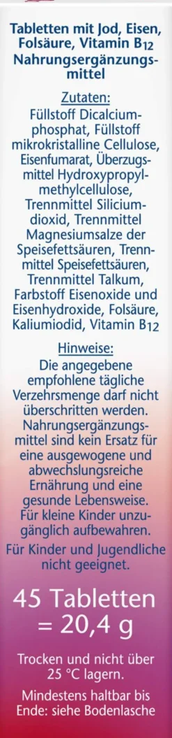 Doppelherz Aktiv Jod + Folsäure + Eisen + B12 45 Mini-Tabletten