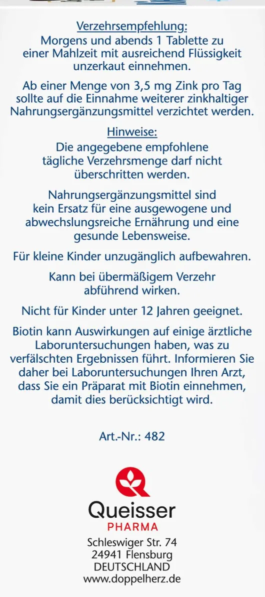 Doppelherz Aktiv Kieselerde Biotin Zink 60 Tabletten