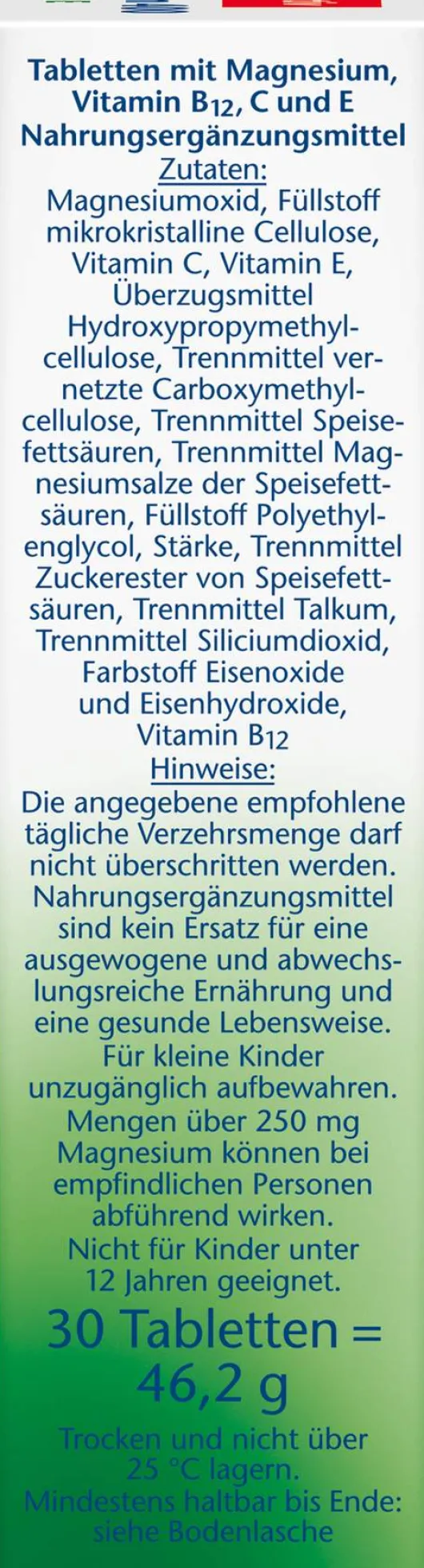 Doppelherz Aktiv Magnesium 400 + B12 + C + E 30 Tabletten