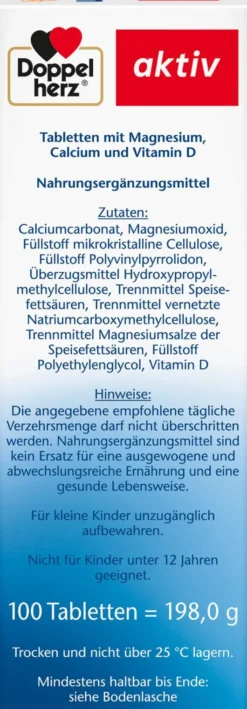 Doppelherz aktiv Magnesium + Calcium + D3 100 Tabletten