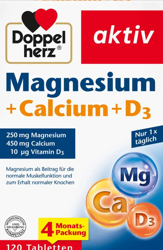 Doppelherz aktiv Magnesium + Calcium + D3 120 Tabletten