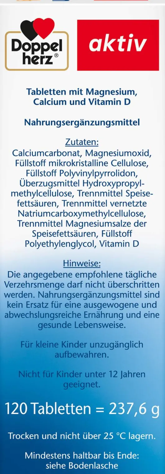 Doppelherz aktiv Magnesium + Calcium + D3 120 Tabletten