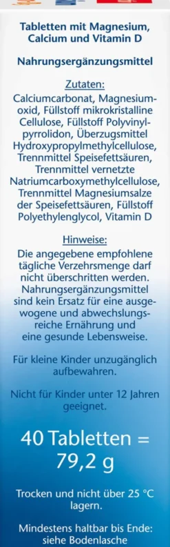 Doppelherz Aktiv Magnesium + Calcium + D3 40 Tabletten