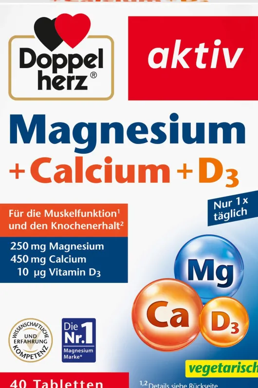 Doppelherz Aktiv Magnesium + Calcium + D3 40 Tabletten