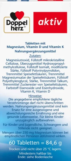 Doppelherz aktiv Magnesium 500+d3+k2 Depot 60 Tabletten