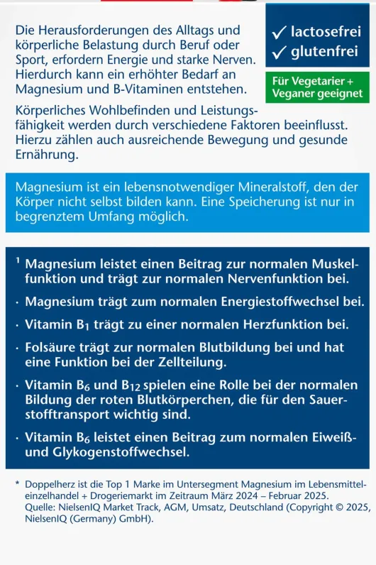 Doppelherz Aktiv Magnesium 400 mg + B1 + B6 + B12 + Folsäure 30...