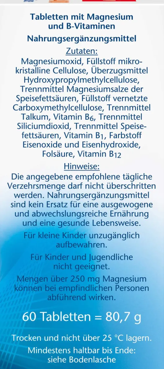 Doppelherz aktiv Magnesium 400 mg + B1 + B6 + B12 + Folsäure 60 Tabletten