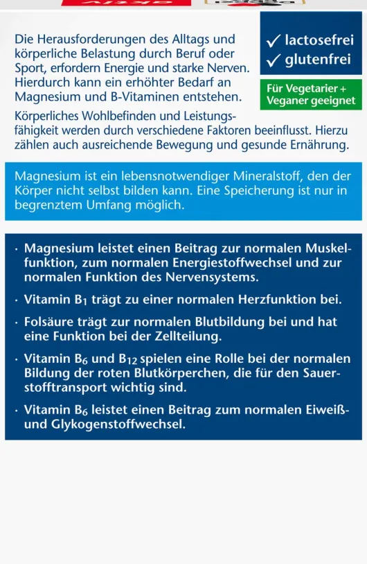 Doppelherz aktiv Magnesium 400 mg + B1 + B6 + B12 + Folsäure 60 Tabletten