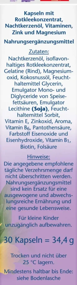 Doppelherz Aktiv Meno Rotklee + Nachtkerzenöl + Biotin 30 Kapseln