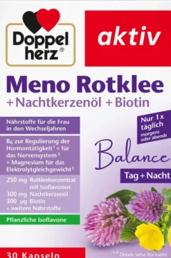 Doppelherz Aktiv Meno Rotklee + Nachtkerzenöl + Biotin 30 Kapseln