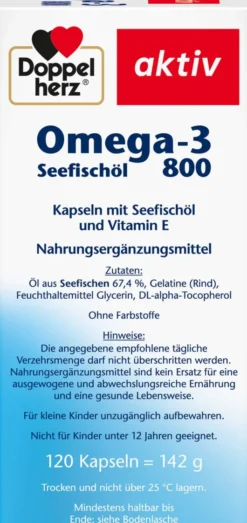 Doppelherz Aktiv Omega-3 Seefischöl 800 mg 120 Kapseln