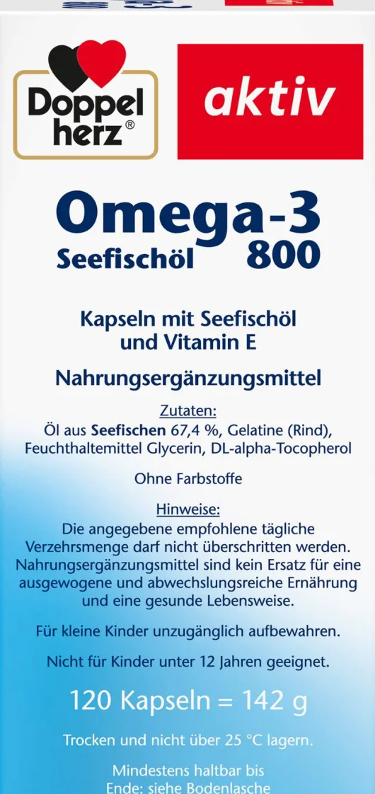 Doppelherz Aktiv Omega-3 Seefischöl 800 mg 120 Kapseln