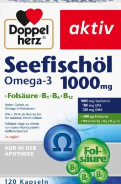 Doppelherz aktiv Seefischöl 1000 mg Omega3 + Folsäure 120 Kapseln