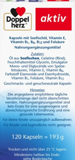 Doppelherz aktiv Seefischöl 1000 mg Omega3 + Folsäure 120 Kapseln