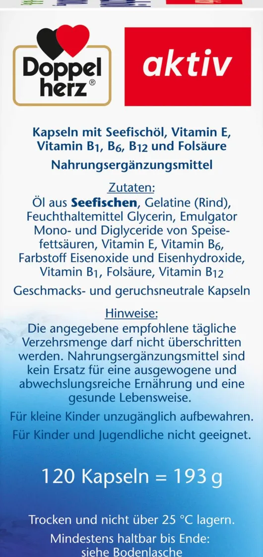 Doppelherz aktiv Seefischöl 1000 mg Omega3 + Folsäure 120 Kapseln