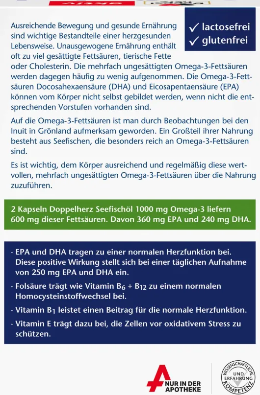 Doppelherz aktiv Seefischöl 1000 mg Omega3 + Folsäure 120 Kapseln