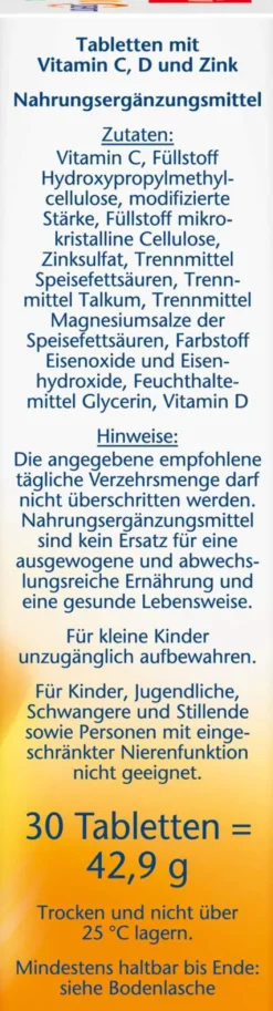 Doppelherz Aktiv Vitamin C 1000+d3+zink Depot Tabletten 30 Stück