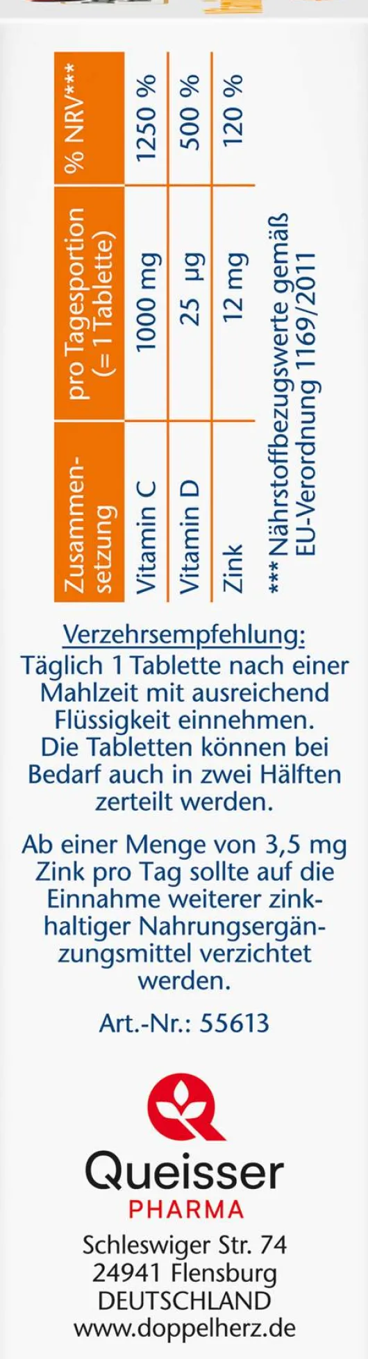 Doppelherz Aktiv Vitamin C 1000+d3+zink Depot Tabletten 30 Stück