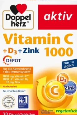 Doppelherz Aktiv Vitamin C 1000+d3+zink Depot Tabletten 30 Stück