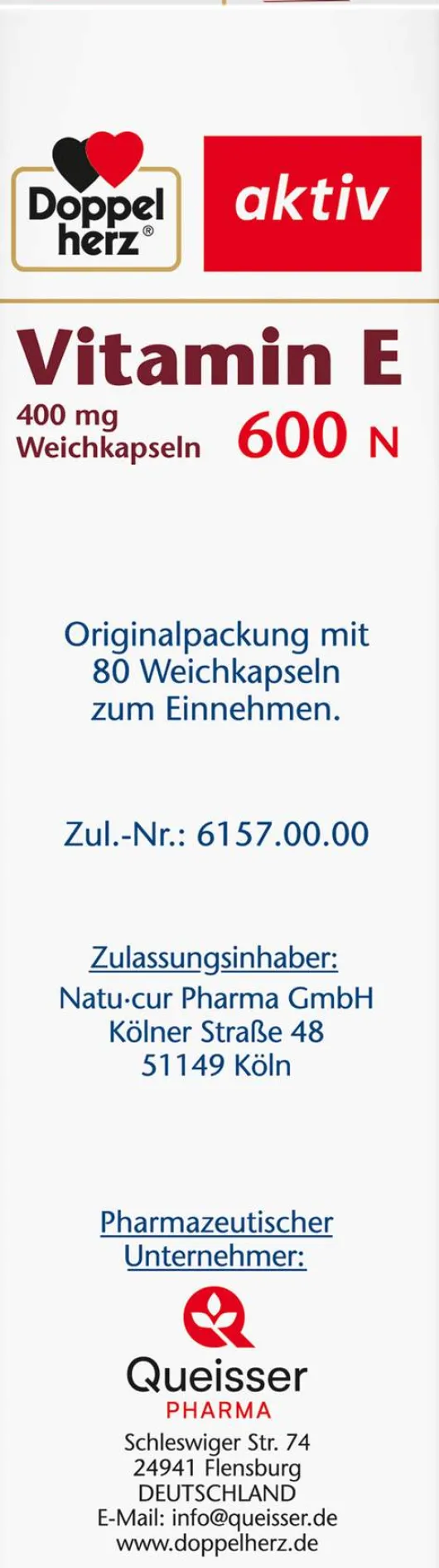 Doppelherz aktiv Vitamin E 600 N 80 Weichkapseln