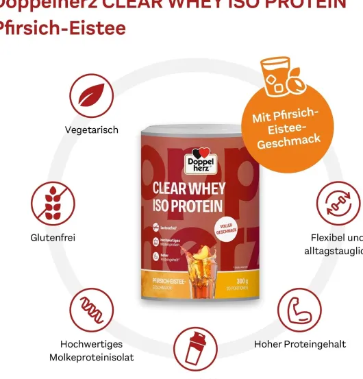 Doppelherz Clear Whey Iso Protein Pfirsich-Eistee 300 g Pulver