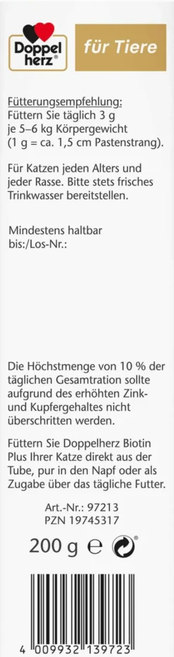Doppelherz Für Tiere Biotin Plus Paste Für Katzen 200 G