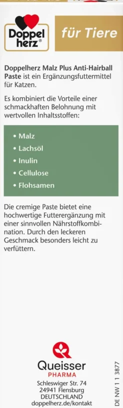 Doppelherz Für Tiere Malz Plus Anti-Hairball Paste Für Katzen...