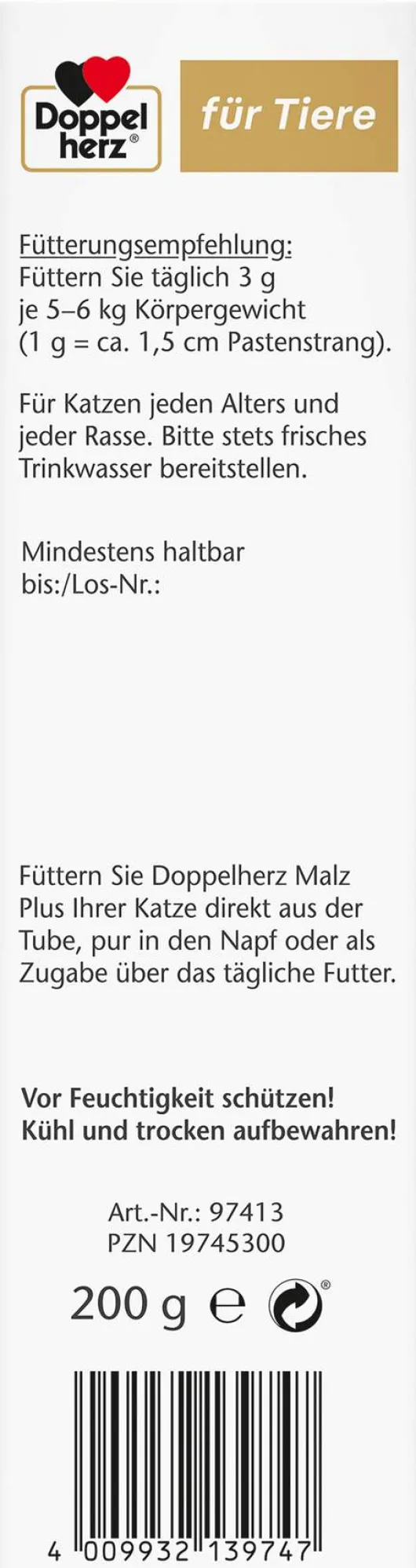 Doppelherz Für Tiere Malz Plus Anti-Hairball Paste Für Katzen...