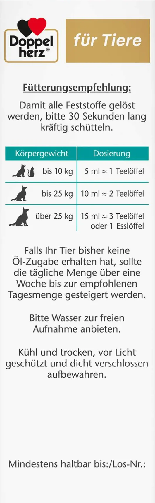 Doppelherz Gelenk Öl Für Katzen und Hunde 250 ml