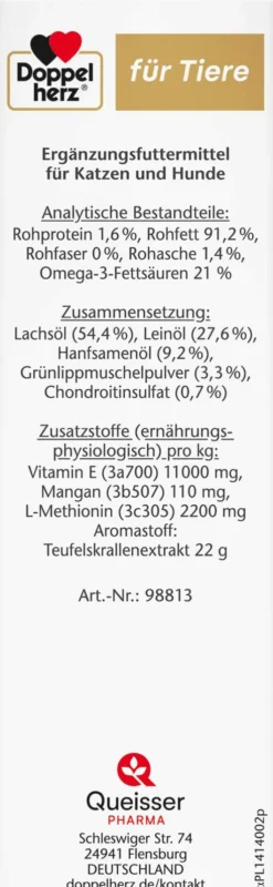 Doppelherz Gelenk Öl Für Katzen und Hunde 250 ml