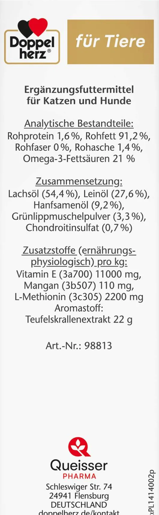 Doppelherz Gelenk Öl Für Katzen und Hunde 250 ml
