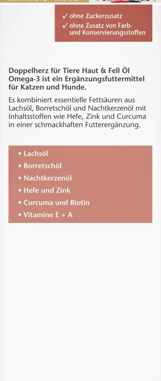 Doppelherz Haut & Fell Öl Für Katzen und Hunde 250 ml