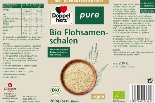 Doppelherz Pure Bio Flohsamenschalen Pulver 200 G