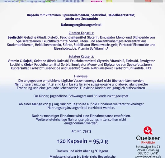Doppelherz system Augen Sehkraft + Schutz 120 Kapseln