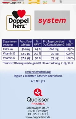 Doppelherz System Calcium 1000 + D3 + K2 60 Kautabletten