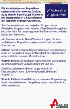 Doppelherz System Calcium 1000 + D3 + K2 60 Kautabletten