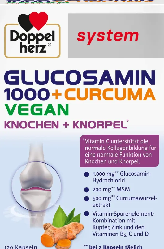 Doppelherz System Glucosamin 1000 + Curcuma Vegan 120 Kapseln
