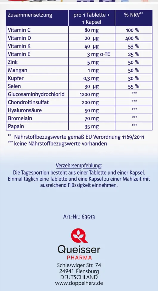 Doppelherz system Glucosamin 1200 Duo 60 Tabletten