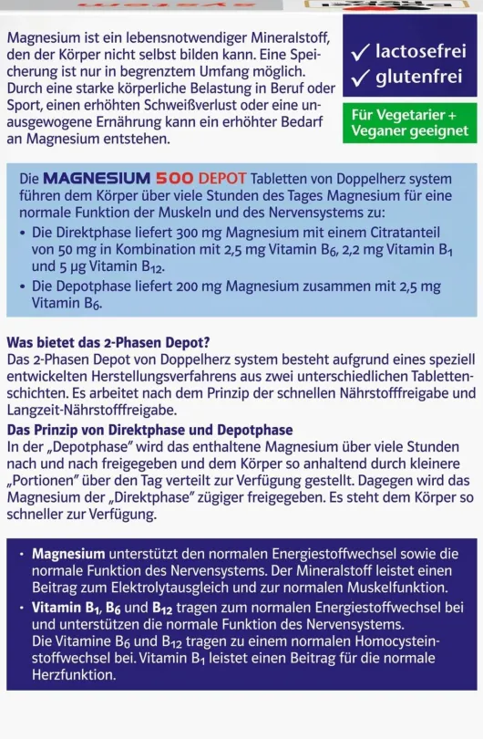 Doppelherz System Magnesium 500 Depot 60 Tabletten