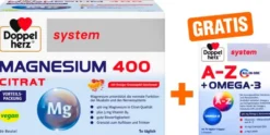 Doppelherz system Magnesium 400 Citrat Granulat 60 Beutel + gratis Doppelherz system Omega-3 Konzentrat 5 Kapseln