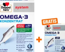 Doppelherz system Omega 3 Konzentrat Kapseln 120 Stück + gratis Doppelherz system Omega-3 Konzentrat 5 Kapseln