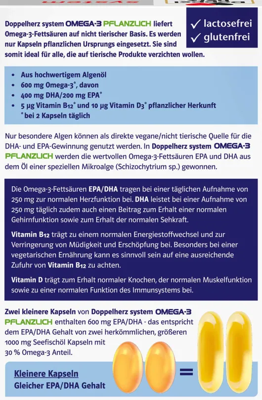 Doppelherz system Omega-3 Pflanzlich 120 Kapseln