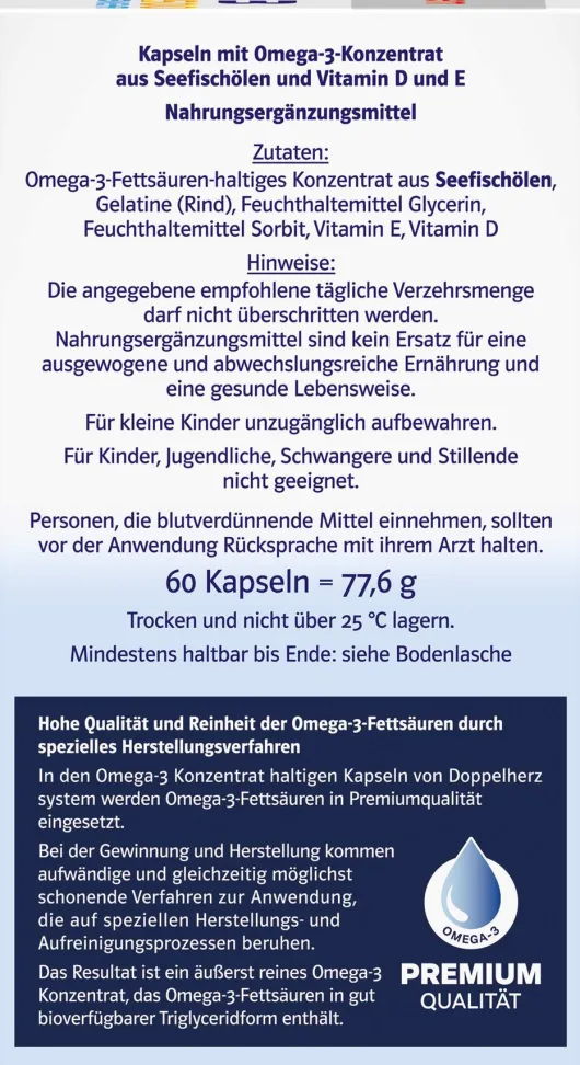 Doppelherz System Omega-3 Premium 1500 60 Kapseln
