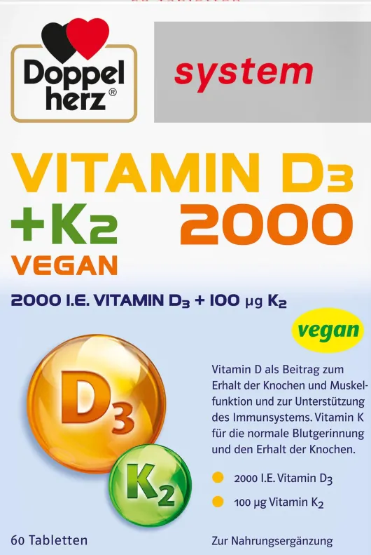 Doppelherz system Vitamin D3 2000 I.E. + K2 60 Tabletten
