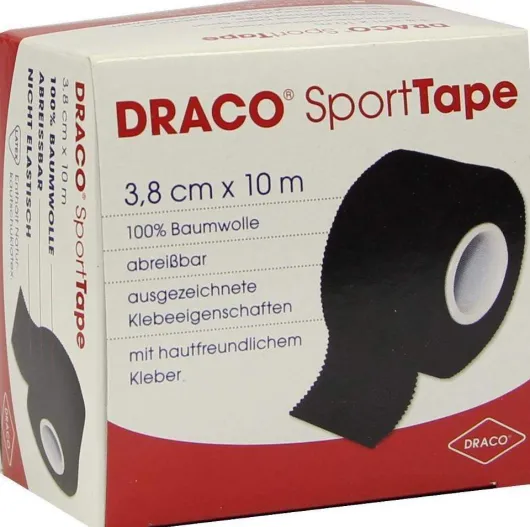 Draco Sporttape Tapeverband 10 M X 3,8 cm Schwarz 1 Verband