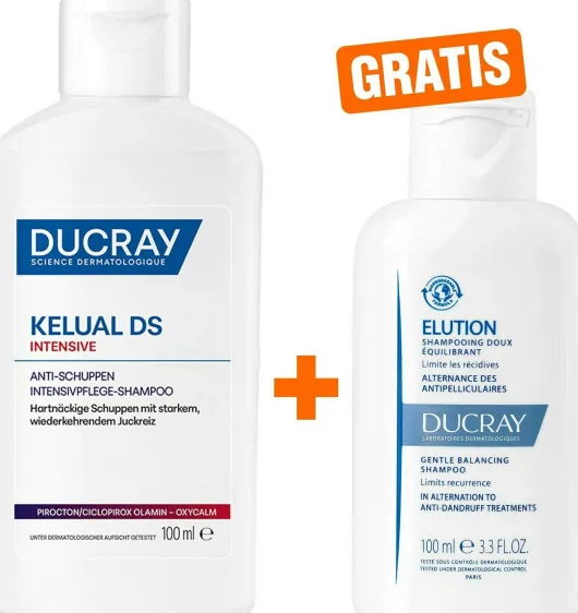 Ducray Kelual DS intensives Anti - Schuppen Shampoo 100 ml + gratis Ducray Elution Shampoo 100 ml