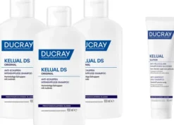 Ducray Kelual DS Shampoo 3 x 100 ml + gratis Elution ausgl. Shampoo 100 ml