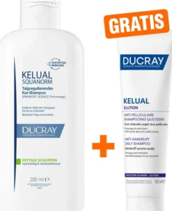 Ducray Kelual Squanorm fettige Schuppen 200 ml Shampoo + gratis Ducray Elution ausgl. Shampoo 100 ml